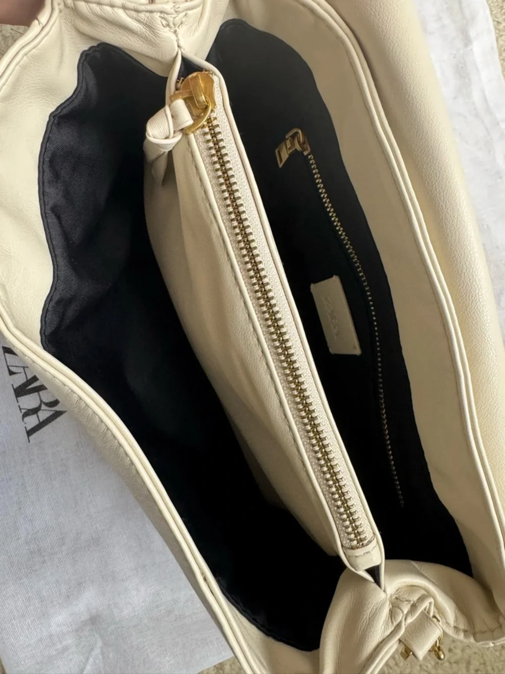 ZARA Gold Chain Strap Soft Shoulder Bag - NWT - Picture 3 of 6